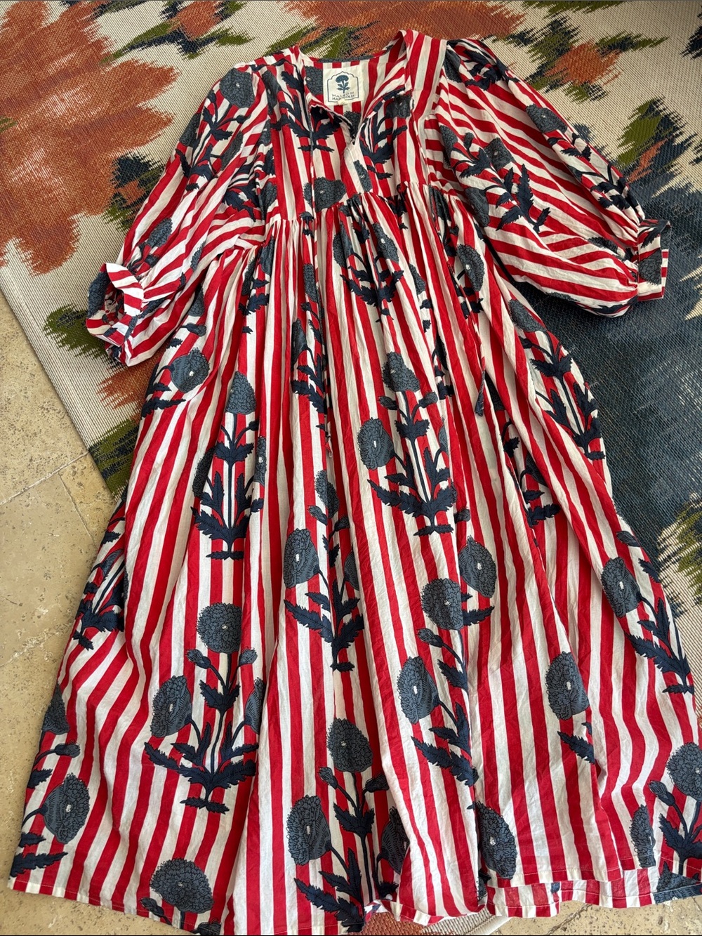 Maison Marigold Striped Red & White Maxi Dress